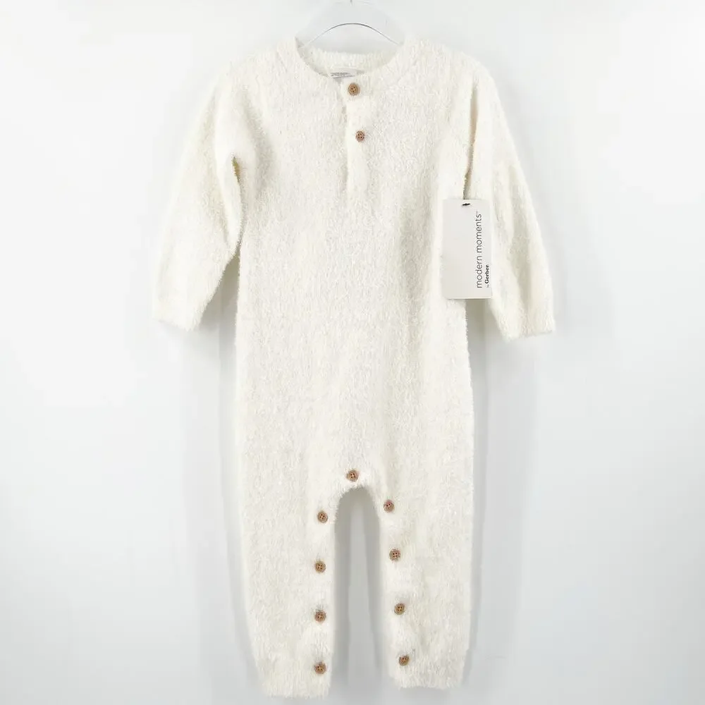 GERBER MODERN MOMENTS Baby Onesie 12 Months Faux Fur Fuzzy Comfy Unisex NWT